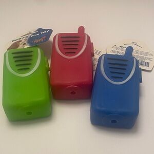 Walkie Talkie Dog Toys - Red, Green, Blue 3 in 1 lot 2 squeak and one no squeak